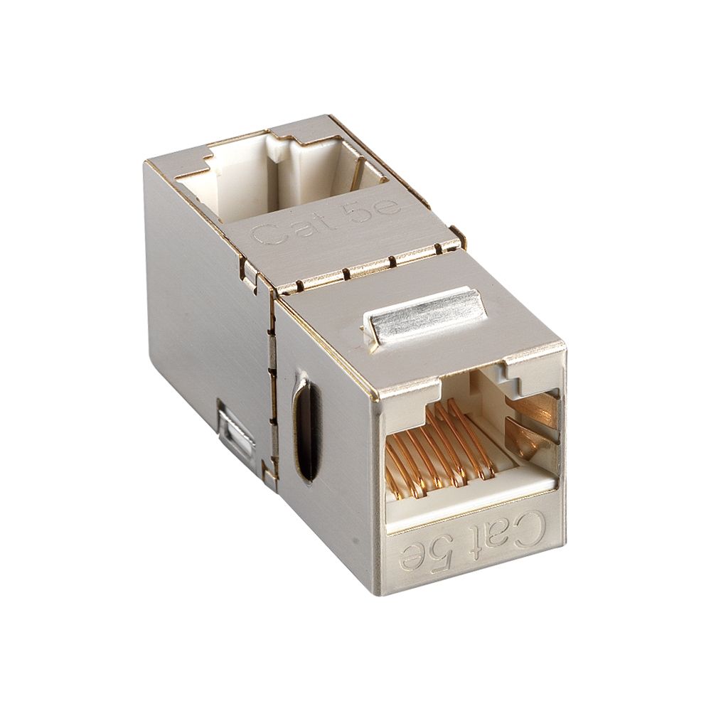 90° RJ45 Cat 5e STP Feed-Through Keystone Coupler